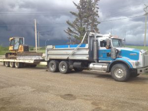 Landscaping Dawson Creek BC T800 Kenworth Dump Truck with 650 John Deere Cat 6 Way Blade With Snow Removal Services